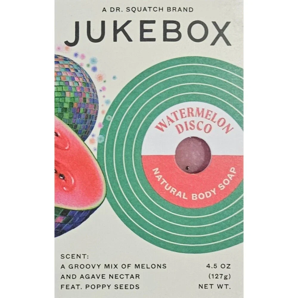 Jukebox Women’s Natural Bar Soap, Watermelon Disco, Bathroom Bath Soap 4.5 oz
